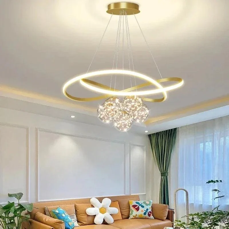 Luxury White Gold Glass Ball LED Lighting Chandeliers Bedroom Kitchen Pendant -