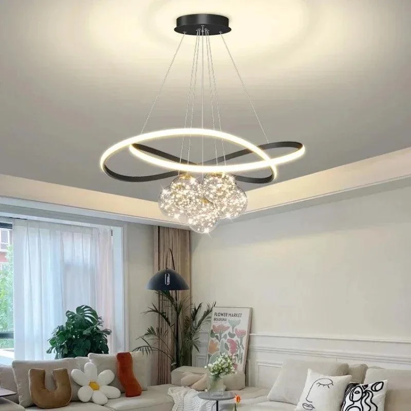 Luxury White Gold Glass Ball LED Lighting Chandeliers Bedroom Kitchen Pendant -