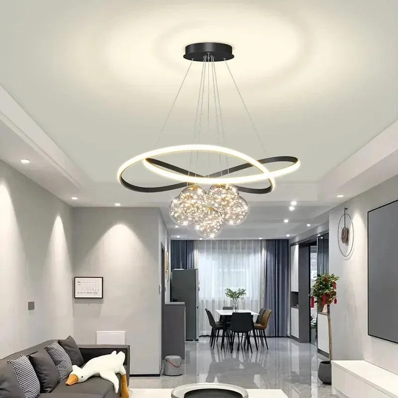 Luxury White Gold Glass Ball LED Lighting Chandeliers Bedroom Kitchen Pendant -
