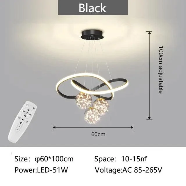 Luxury White Gold Glass Ball LED Lighting Chandeliers Bedroom Kitchen Pendant -