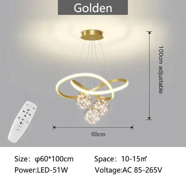 Luxury White Gold Glass Ball LED Lighting Chandeliers Bedroom Kitchen Pendant -
