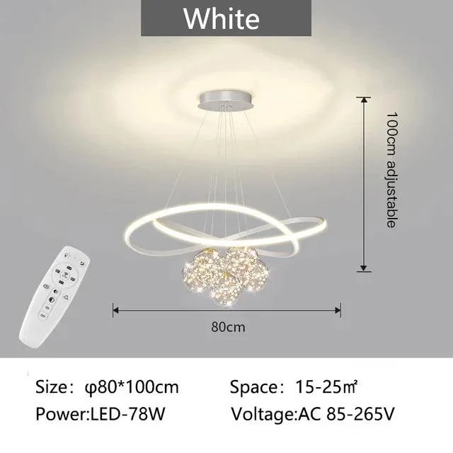 Luxury White Gold Glass Ball LED Lighting Chandeliers Bedroom Kitchen Pendant -