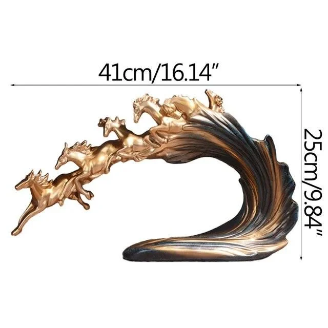 Luxury White Gold Horse Crafts Decor Ornament Gifts Sculptures and Statues - 
