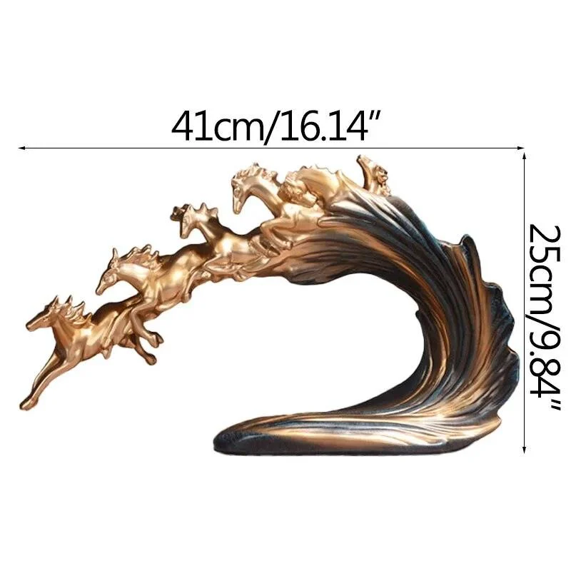 Luxury White Gold Horse Crafts Decor Ornament Gifts Sculptures and Statues -