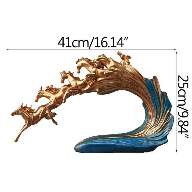 Luxury White Gold Horse Crafts Decor Ornament Gifts Sculptures and Statues -