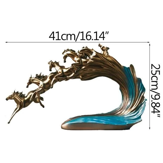 Luxury White Gold Horse Crafts Decor Ornament Gifts Sculptures and Statues -