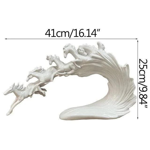 Luxury White Gold Horse Crafts Decor Ornament Gifts Sculptures and Statues -