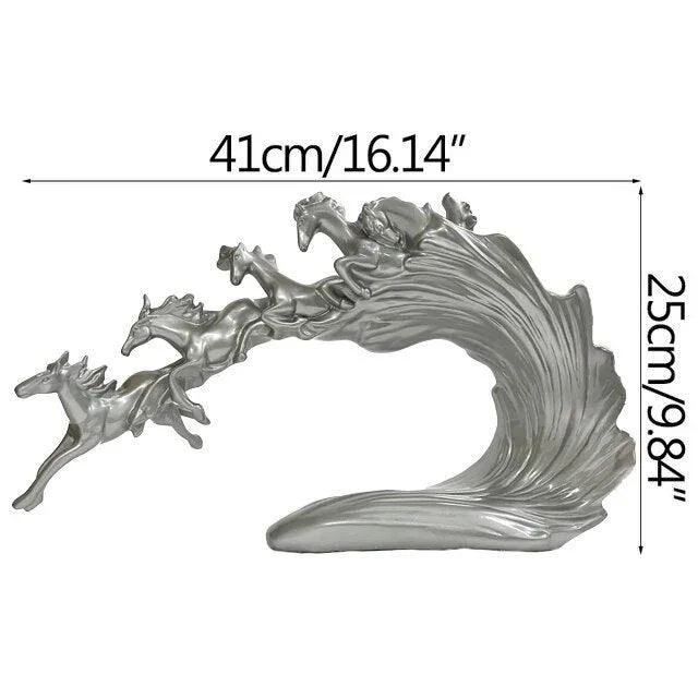Luxury White Gold Horse Crafts Decor Ornament Gifts Sculptures and Statues -