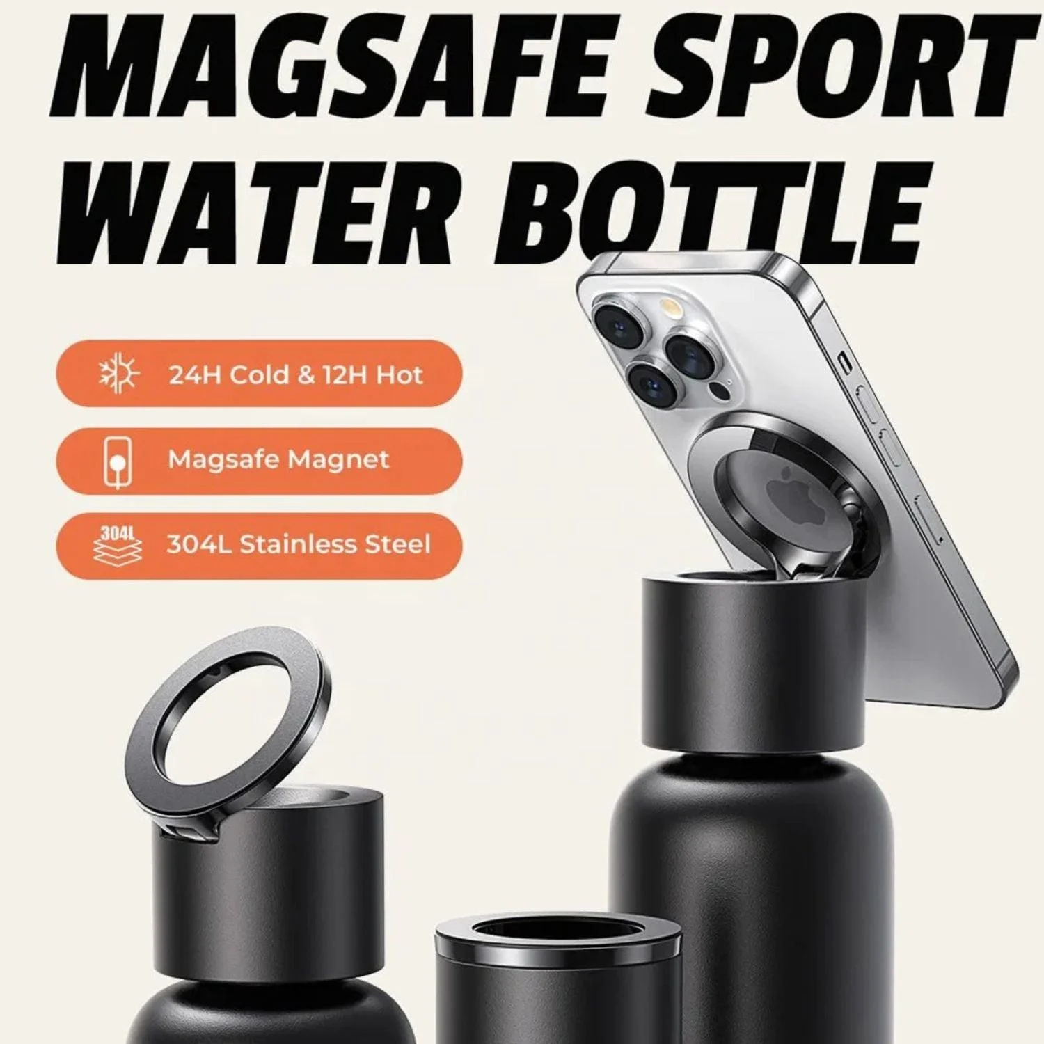 Magnetic Drinking Bottle with Phone Holder - Innovative and Convenient -  - #tag1#
