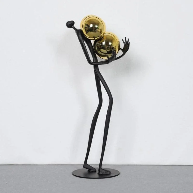 Man and Golden Ball Abstract Figures -