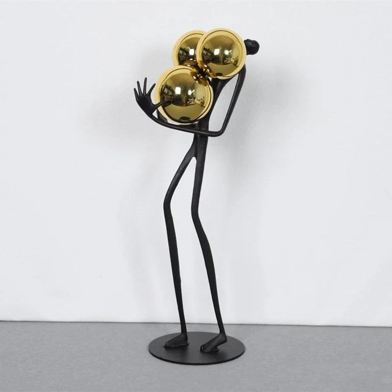 Man and Golden Ball Abstract Figures -