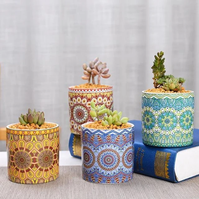 Mandala Succulent Ceramics Plant Flower Pot Classic Round Shape Planter Home Garden Office Decoration 263060ab 5540 424a 94c0 4028116ee9ad