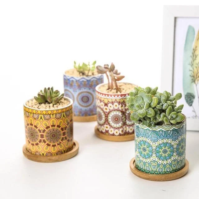 Mandala Succulent Ceramics Plant Flower Pot Classic Round Shape Planter Home Garden Office Decoration 35408180 46c3 4fbc Ad51 870dac756bb7