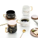 Marble Pattern Coffee Mug With Gold Inlay Decorfaure