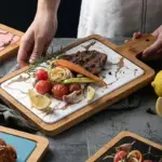 Marble Texture Platter With Gold Inlay Decorfaure