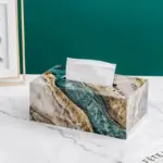 Marble Wooden Tissue Holder Decorfaure