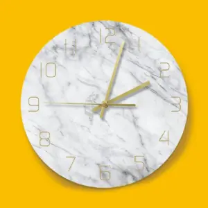 Marble Bedroom Wall Decoration Clock Gift 12 Inches Acrylic