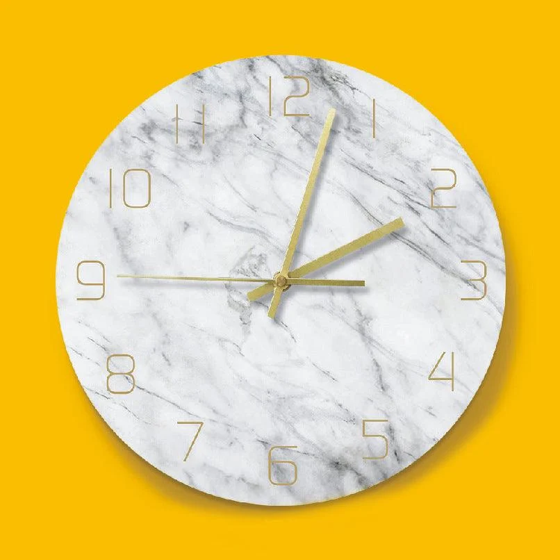 Marble Bedroom Wall Decoration Clock Gift 12 Inches Acrylic -