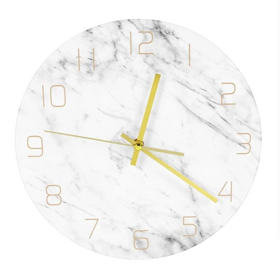 Marble Bedroom Wall Decoration Clock Gift 12 Inches Acrylic -