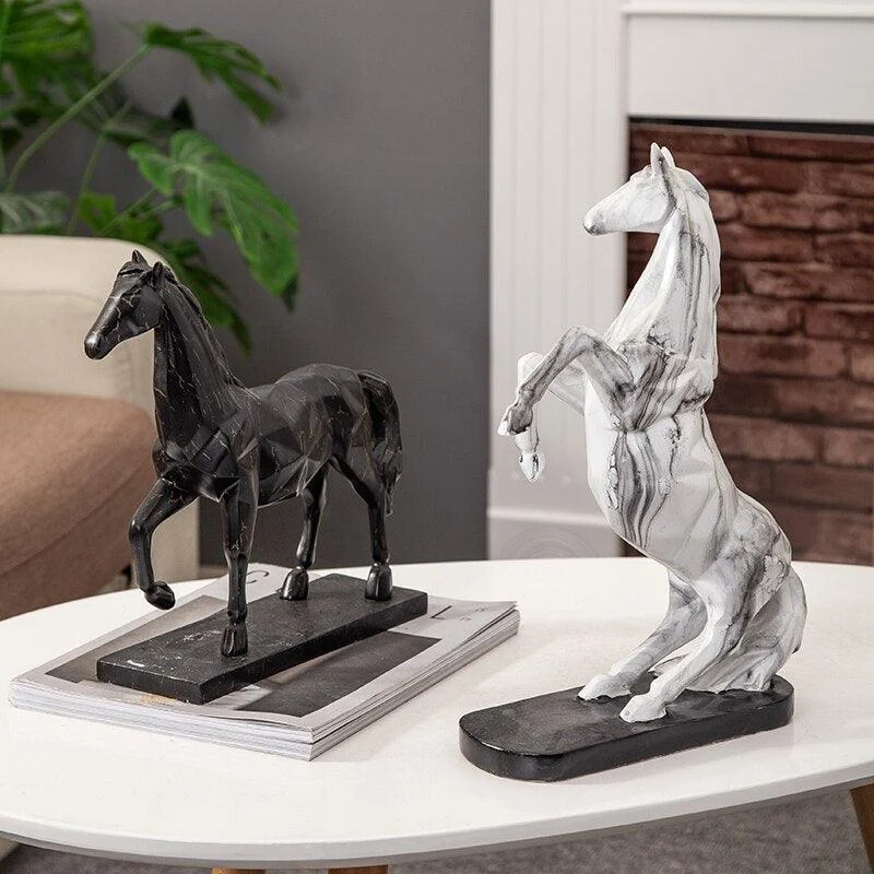 Marble Furious Horse Sculptures and Statues Figurine Resin Gifts -