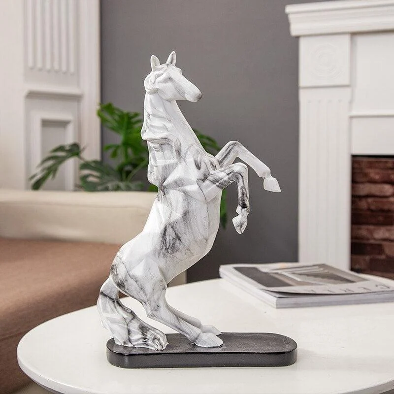 Marble Furious Horse Sculptures and Statues Figurine Resin Gifts -
