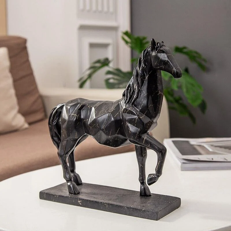 Marble Furious Horse Sculptures and Statues Figurine Resin Gifts -