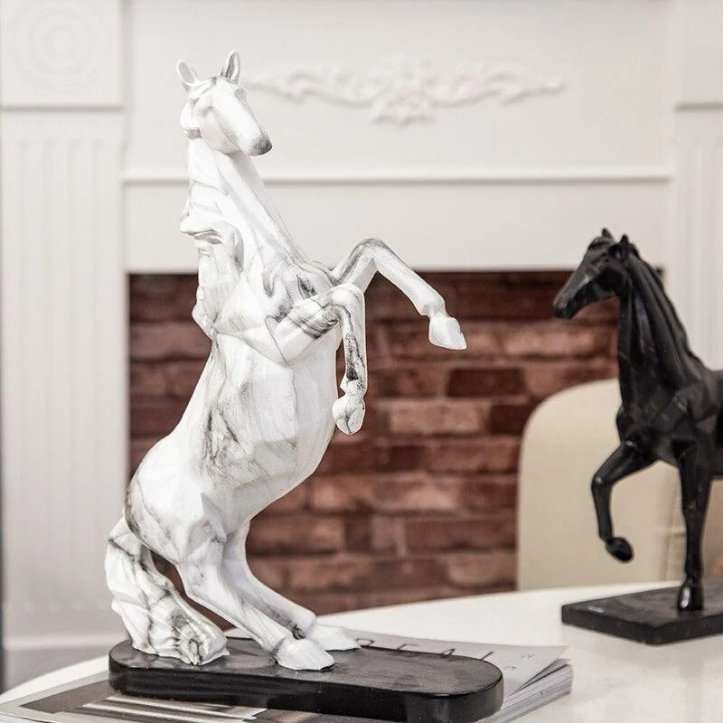 Marble Furious Horse Sculptures and Statues Figurine Resin Gifts -