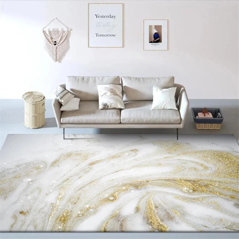 Marble Pattern White Gold Nordic Rugs and Carpets for Bedroom -
