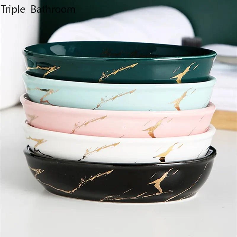 Marble Round Soap Rack: Light Luxury Kitchen & Bathroom Organizer -