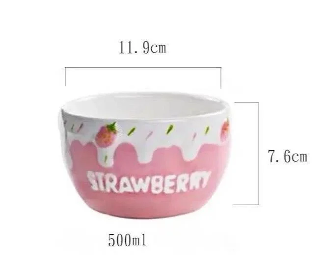 Melting Cake Strawberry Ceramic Bowl -