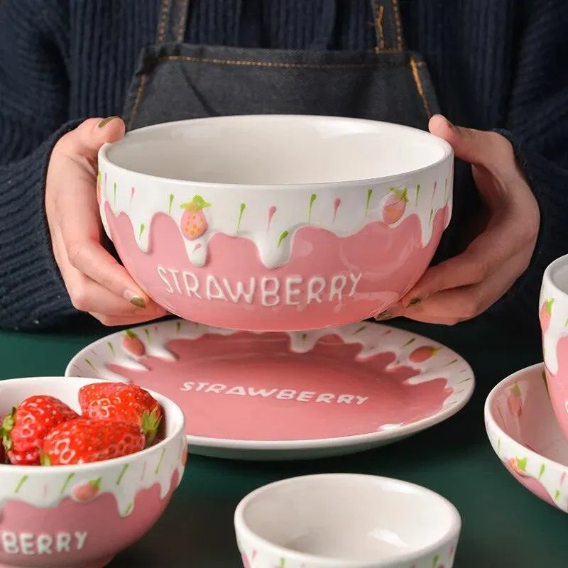 Melting Cake Strawberry Ceramic Bowl -