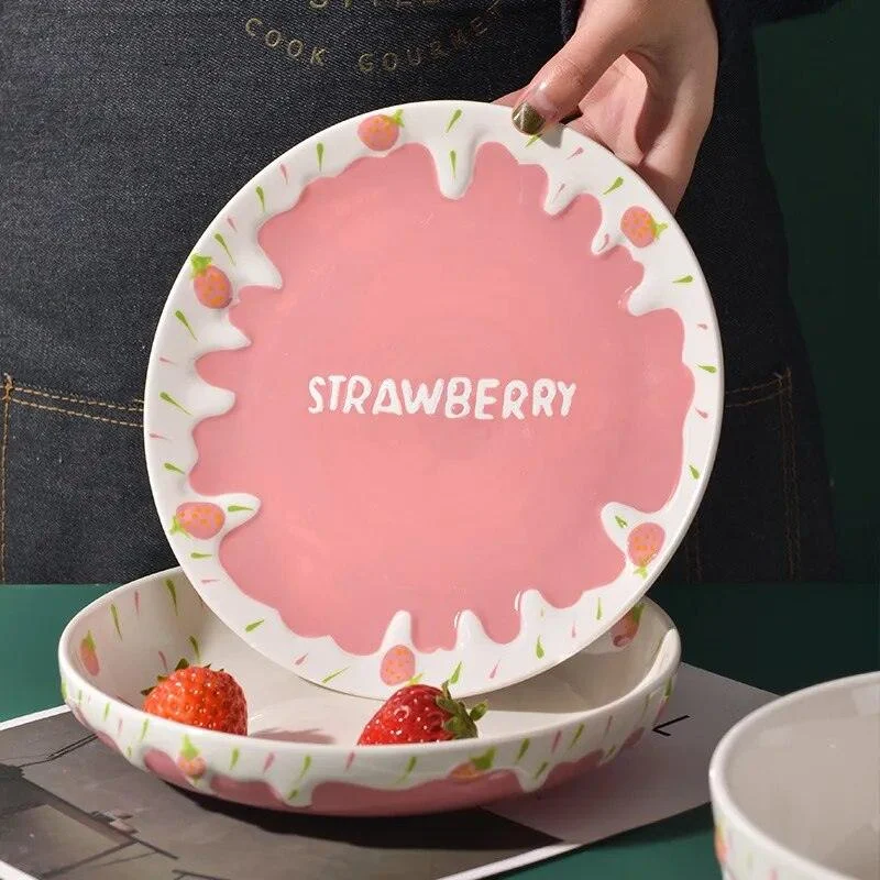 Melting Cake Strawberry Ceramic Bowl -