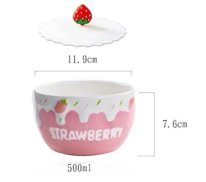 Melting Cake Strawberry Ceramic Bowl -