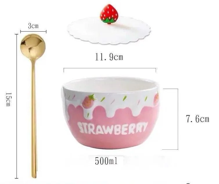 Melting Cake Strawberry Ceramic Bowl -