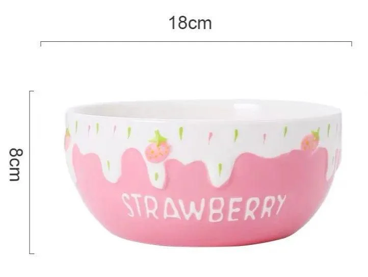 Melting Cake Strawberry Ceramic Bowl -