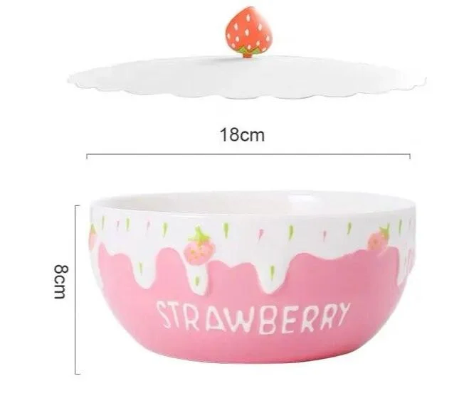 Melting Cake Strawberry Ceramic Bowl -