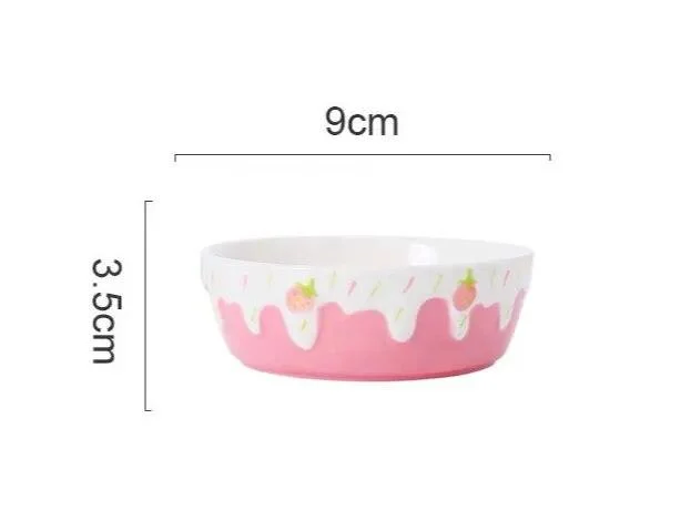 Melting Cake Strawberry Ceramic Bowl -