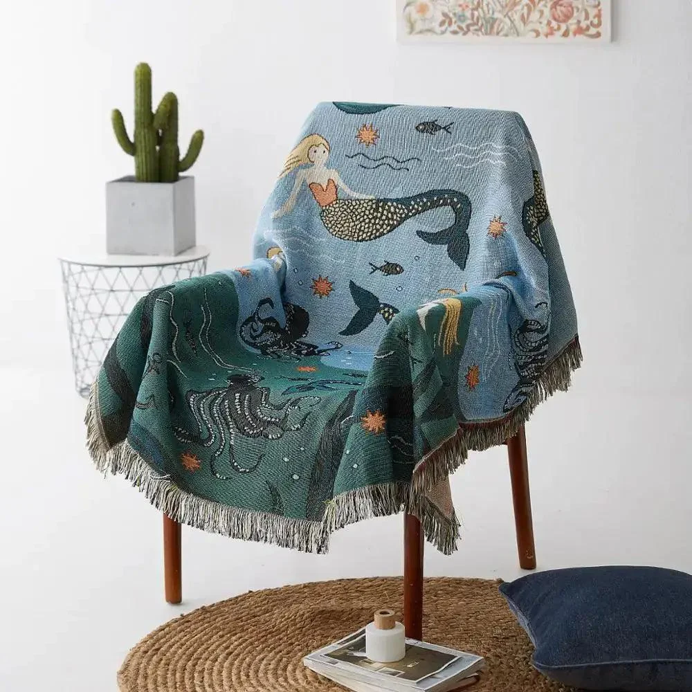 Mermaid Fringe Throw Blanket - Homeko