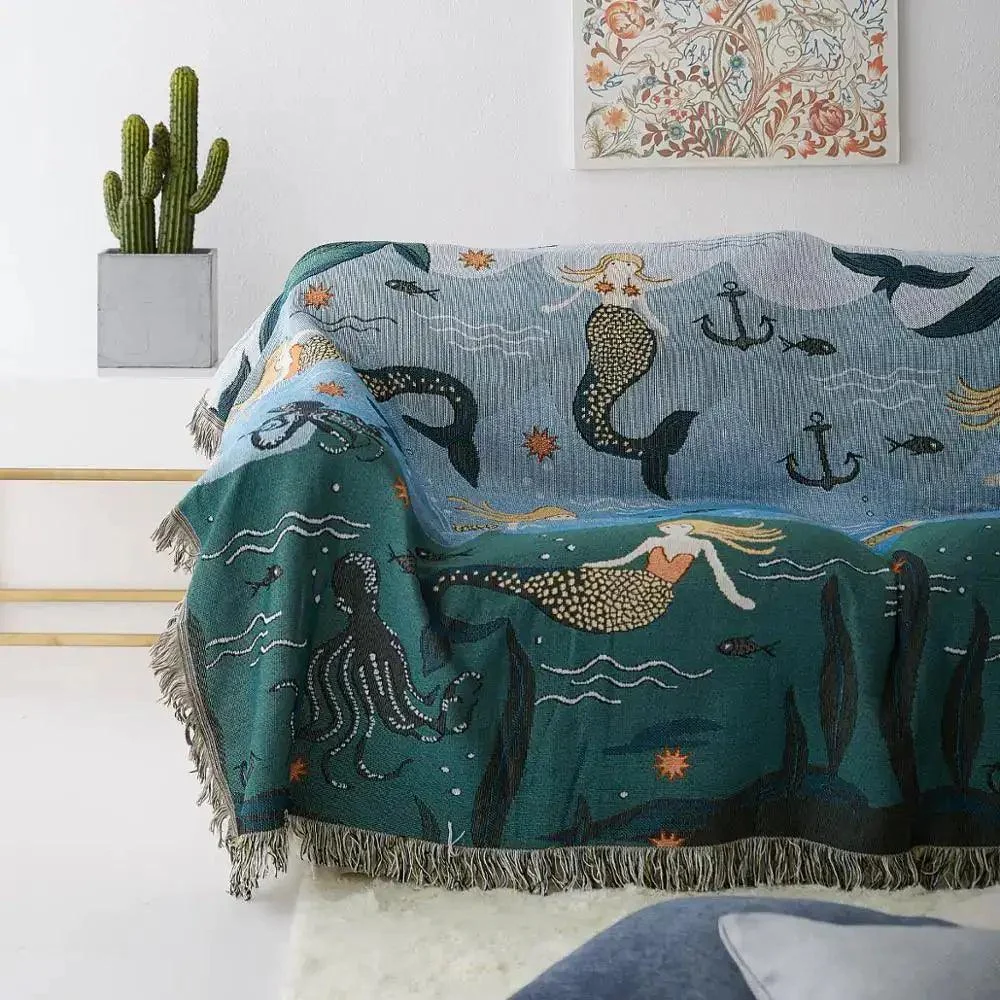 Mermaid Fringe Throw Blanket - Homeko