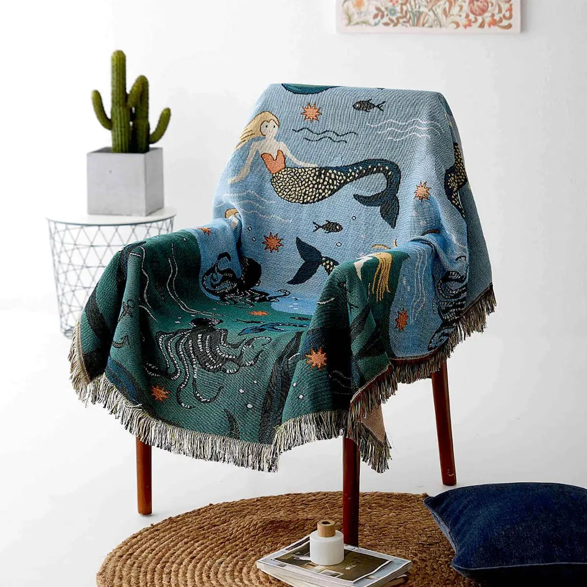 Mermaid Fringe Throw Blanket - Homeko