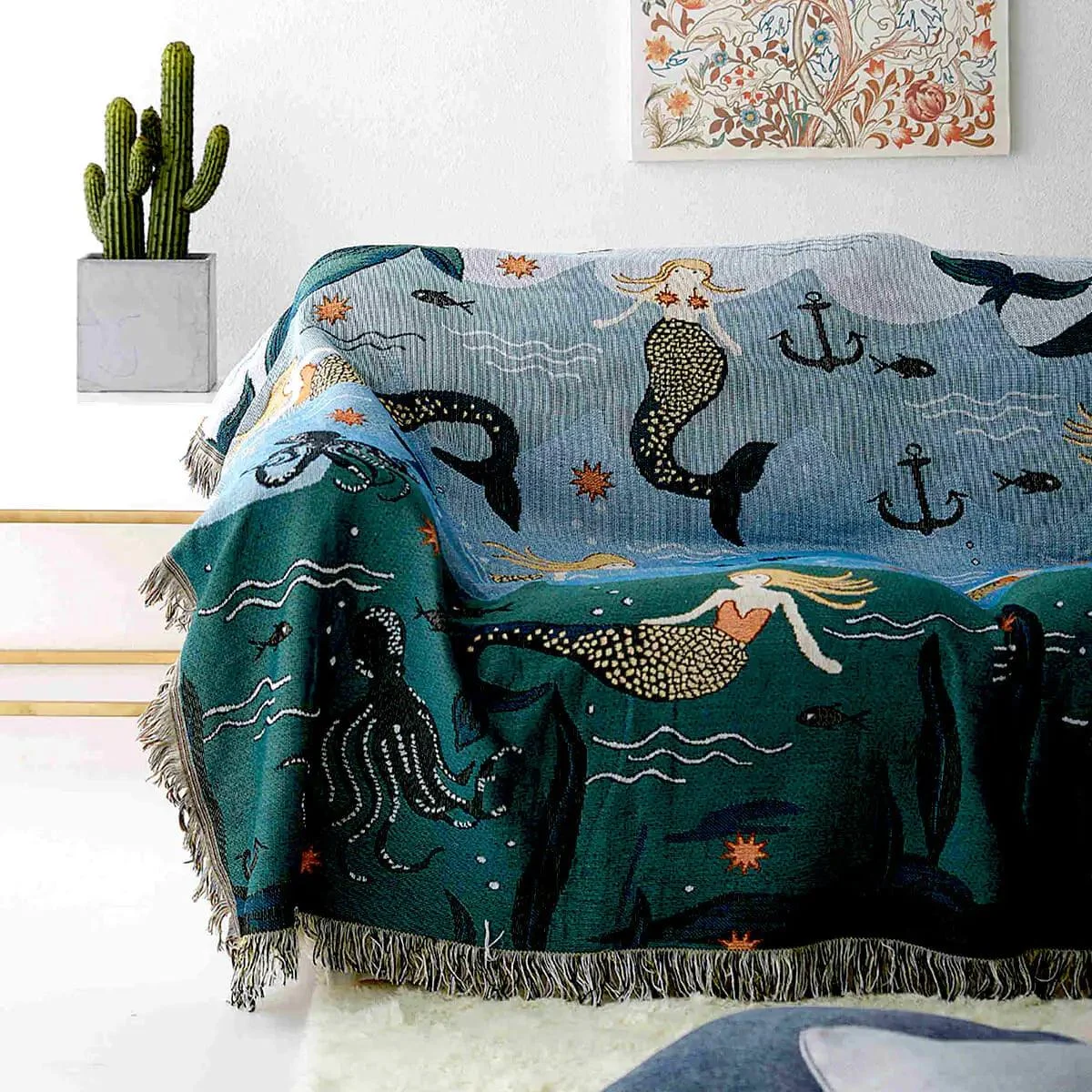 Mermaid Fringe Throw Blanket - Homeko