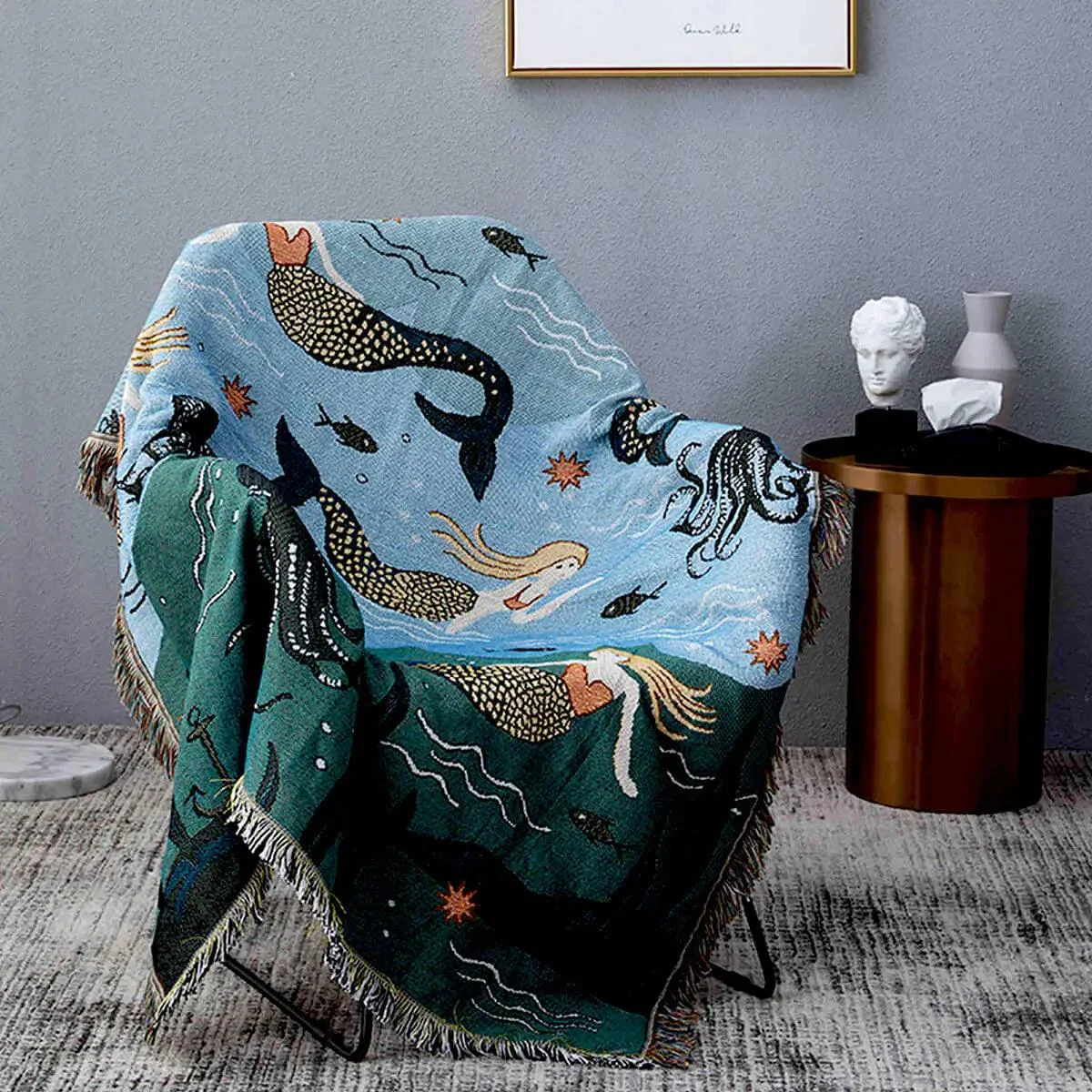 Mermaid Fringe Throw Blanket - Homeko