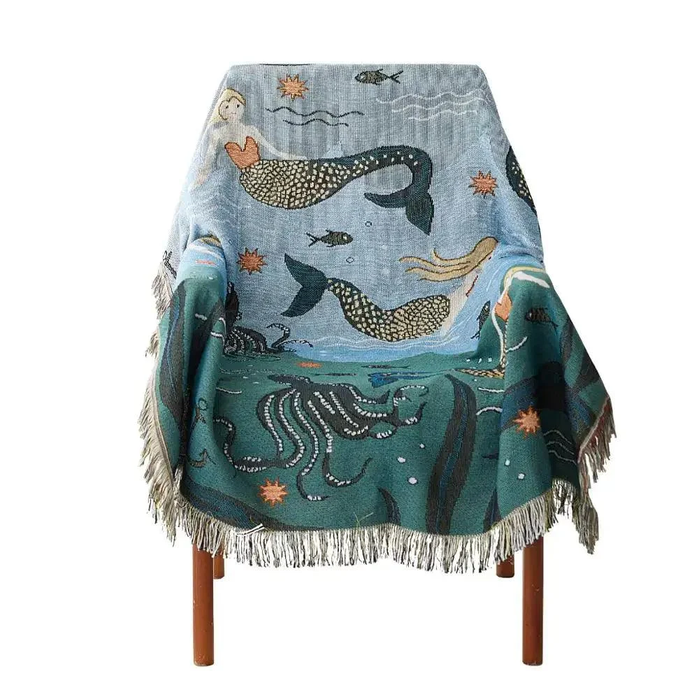 Mermaid Fringe Throw Blanket - Homeko