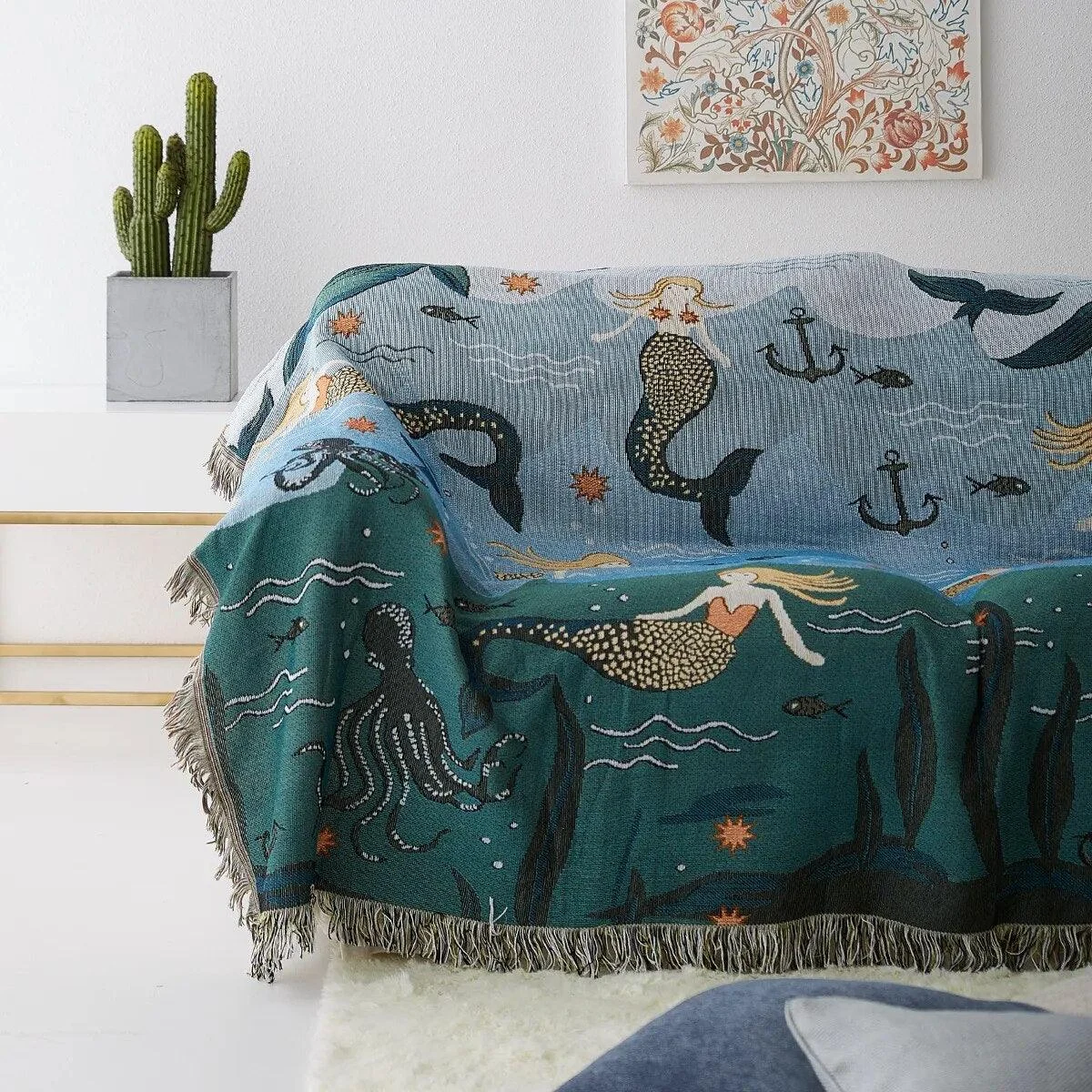 Mermaid Pattern Throw Blanket -