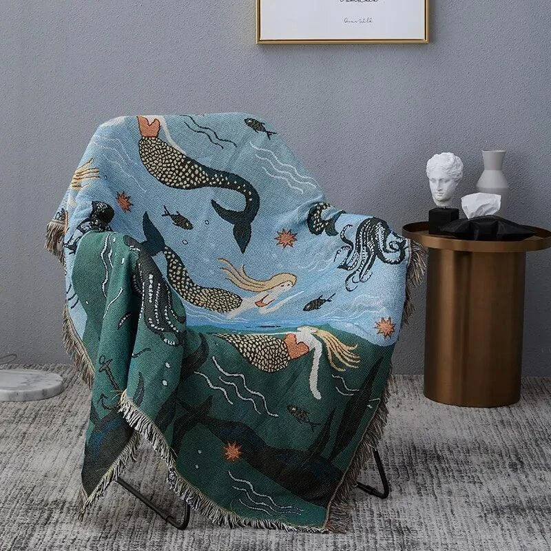 Mermaid Pattern Throw Blanket -