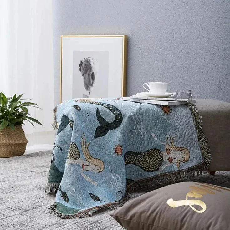 Mermaid Pattern Throw Blanket -