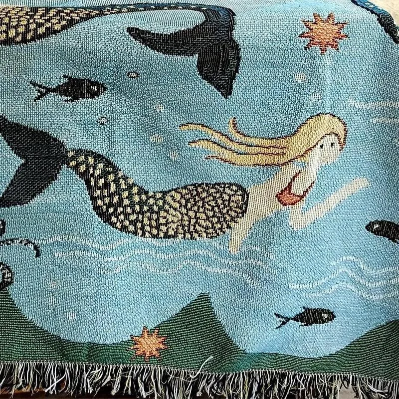 Mermaid Pattern Throw Blanket -