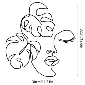 Metal Wall Art Minimalist Face Lines Decoration