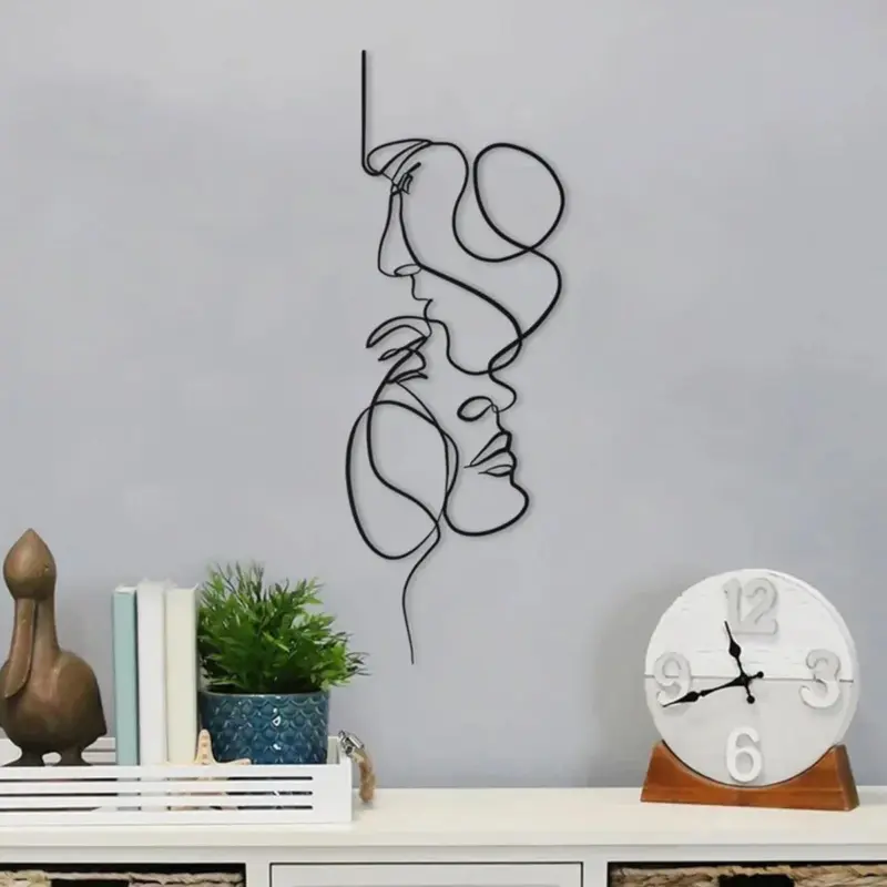 MetalWallArtMinimalistFaceLinesDecoration Homeko2