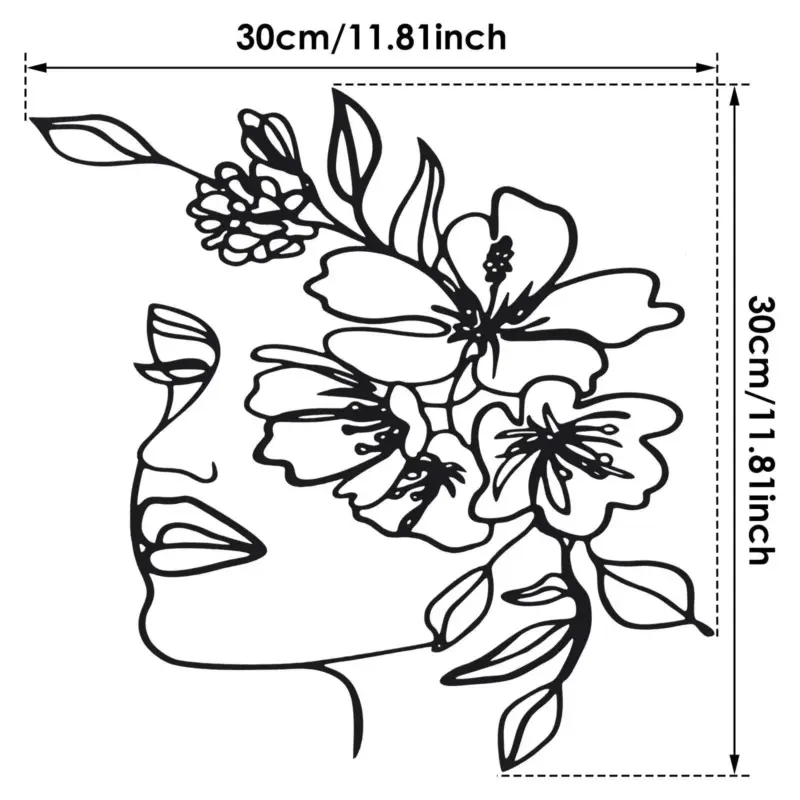 MetalWallArtMinimalistFaceLinesDecoration Homeko7
